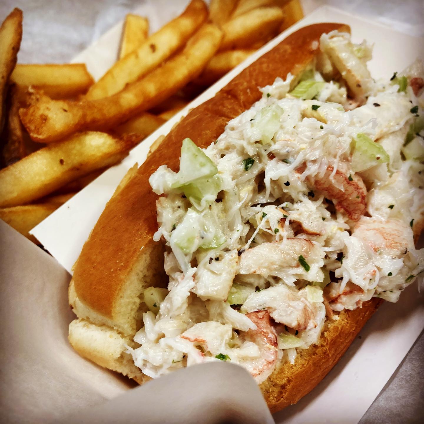 Our Maine Crabmeat Salad roll is back for the month of May. Made with  percent real Jonah Crab 🦀. Enjoy one before they’re gone!