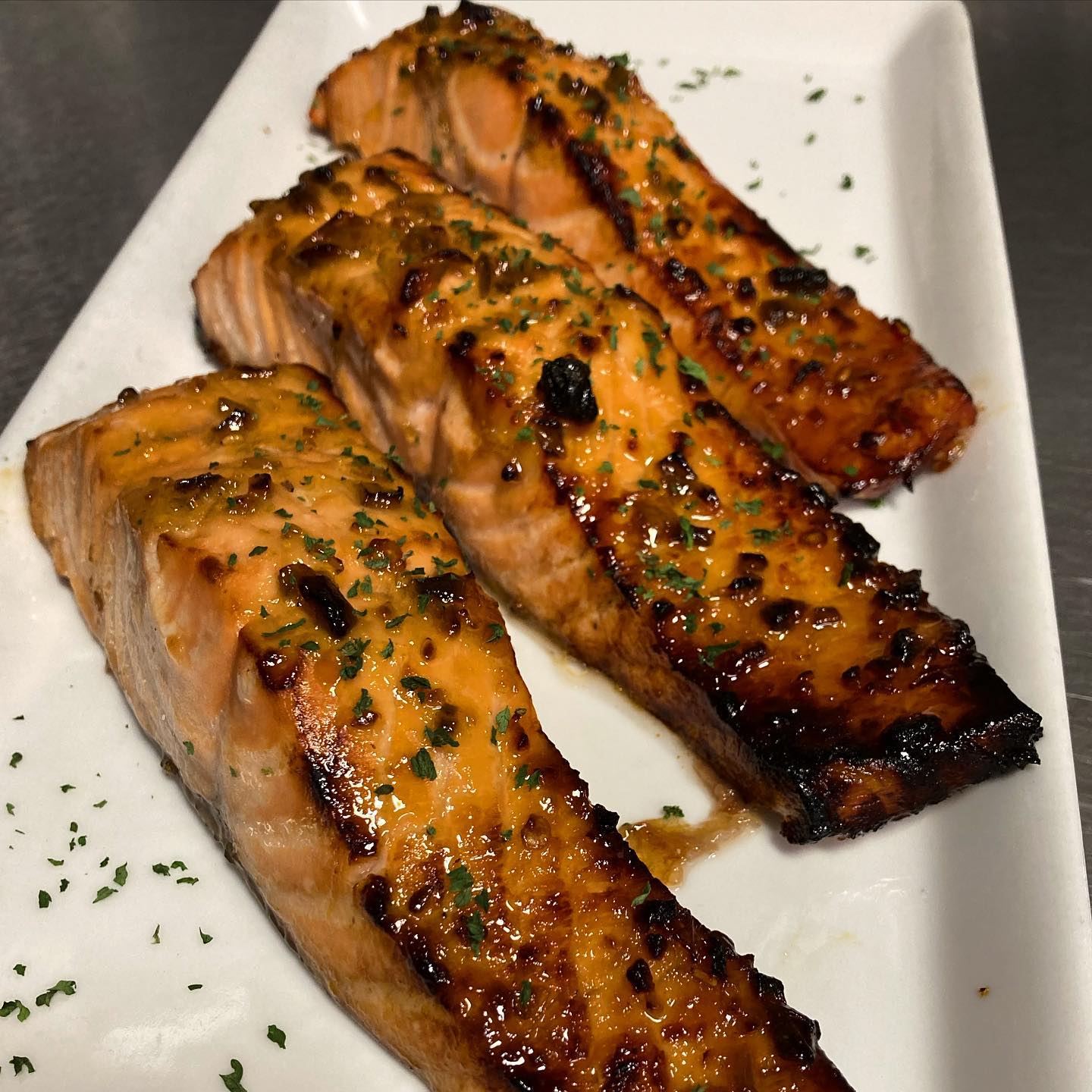 Our pre-cooked Salmon with housemade sweet teriyaki glaze is an easy and delicious meal option for those days when you don’t feel like cooking. Available daily in the fish market.