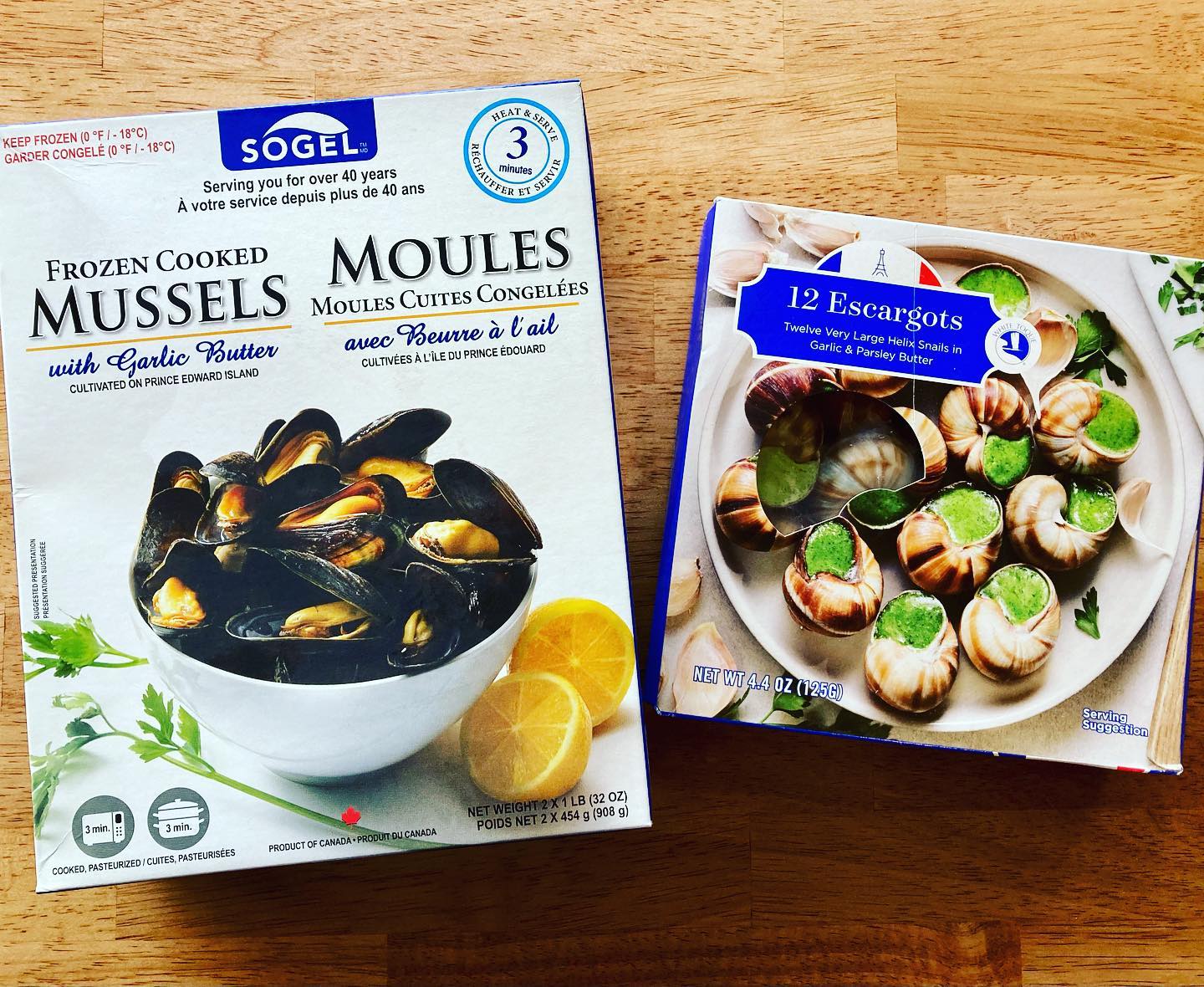 New items  Enjoy a restaurant quality meal in minutes at home! Mussels in butter and garlic or Escargot in a garlic parsley butter. Pair with some crusty 🥖  and a nice  and you’re done! Look for both items in our retail freezer.