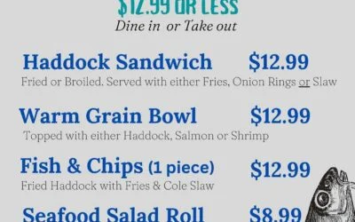 Just a sample of some great values available daily for dine in or take out. For our full menu, head to our website: www.BurkesSeafood.com