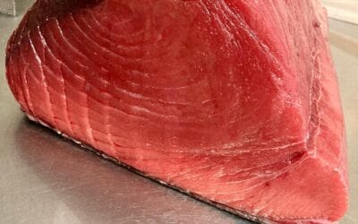 Fresh Bluefin Tuna! Locally caught, first of the season. Grade A+. Ideal for sushi, poke or a quick sear on the gril.