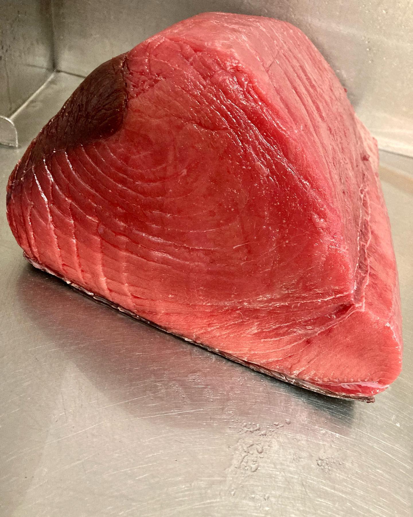 Fresh Bluefin Tuna Locally caught first of the season Grade A+ Ideal for sushi poke or a quick sear on the gril